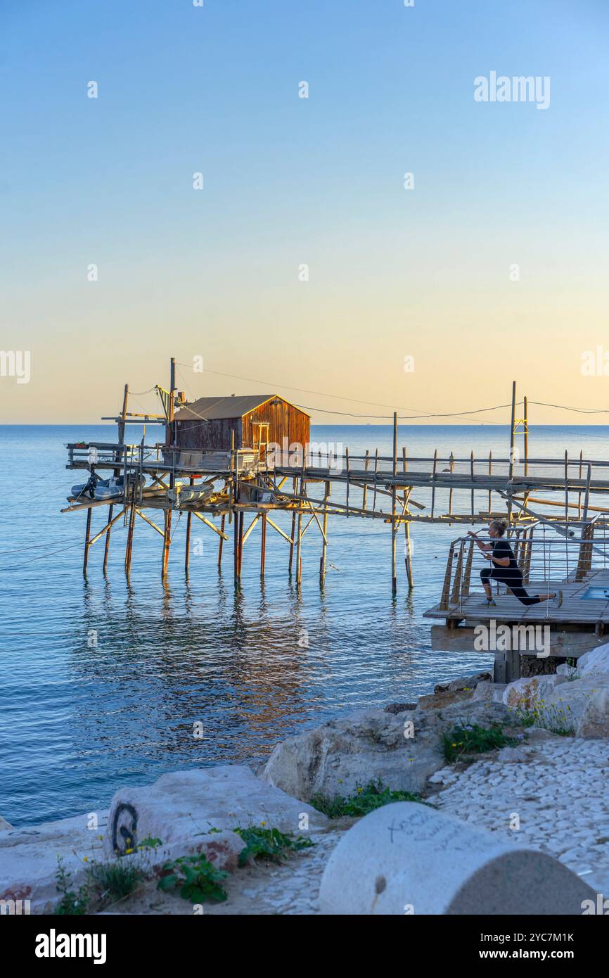 Trabucco di Celestino, Trabucco di Celestino, Termoli, Campobasso, Molise, Italia Foto Stock