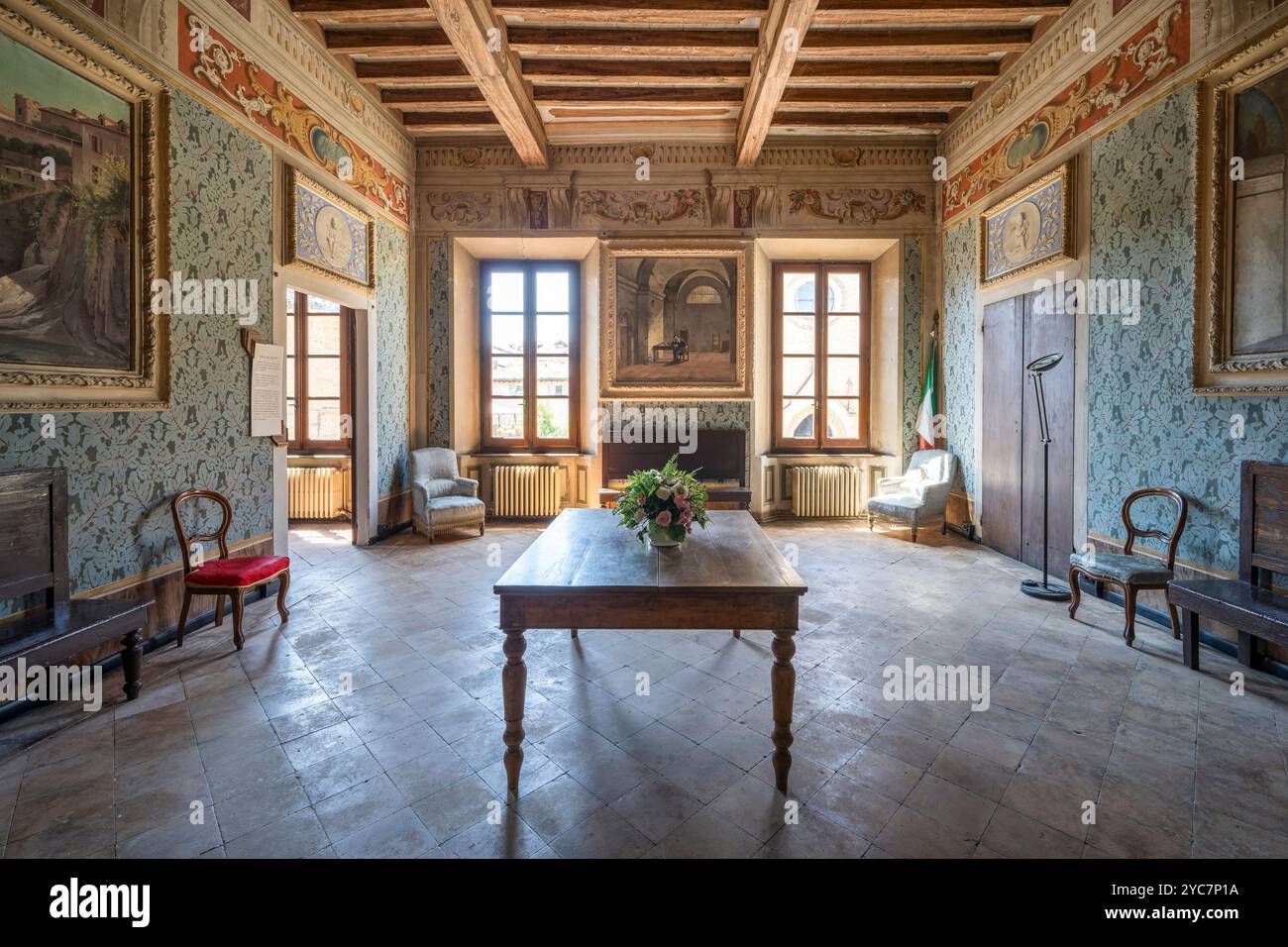 Sala tasso, Palazzo Rangoni, Castelvetro di Modena, Modena, Emilia-Romagna, Italia Foto Stock