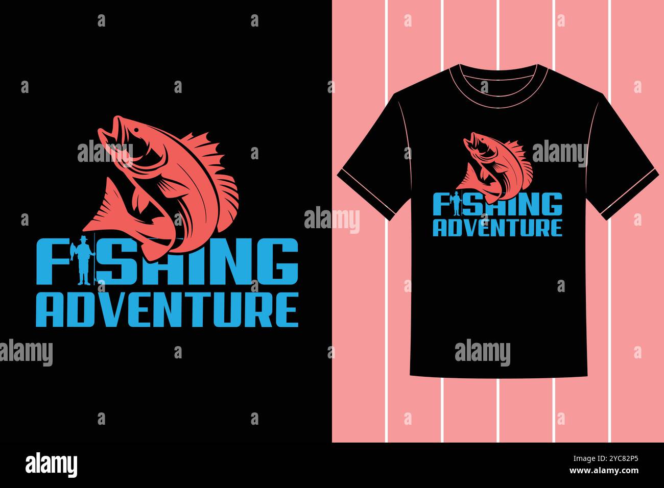 Il miglior design della t-shirt per la pesca e l'illustrazione vettoriale Outdoor Fishing Adventure Illustrazione Vettoriale