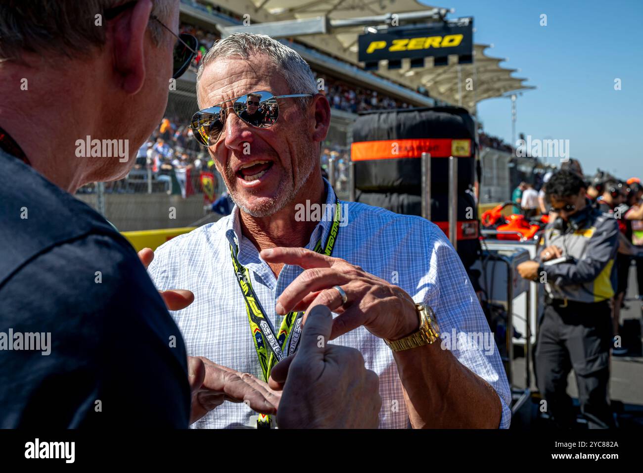 Austin, Texas, Stati Uniti, 20 ottobre 2024, Lance Armstrong, ex ciclista americano che partecipa al Gran Premio degli Stati Uniti 2024, che si svolge ad Austin, Texas, Stati Uniti. Crediti: Michael Potts/Alamy Live News Foto Stock