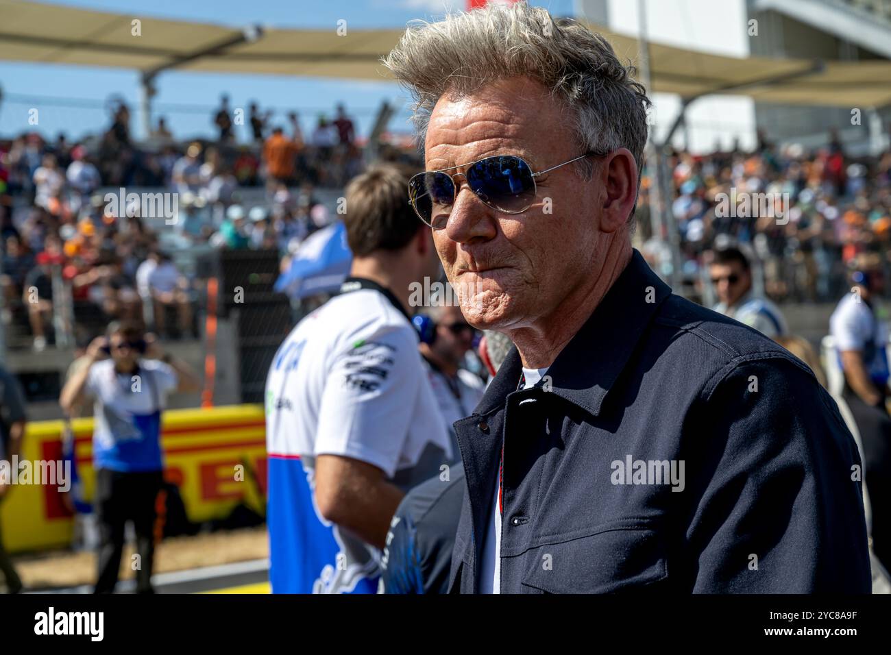 Austin, Texas, Stati Uniti, 19 ottobre 2024, Gordon Ramsay, celebrità chef che partecipa alle qualificazioni al Gran Premio degli Stati Uniti 2024, che si svolgono ad Austin, Texas, Stati Uniti. Crediti: Michael Potts/Alamy Live News Foto Stock
