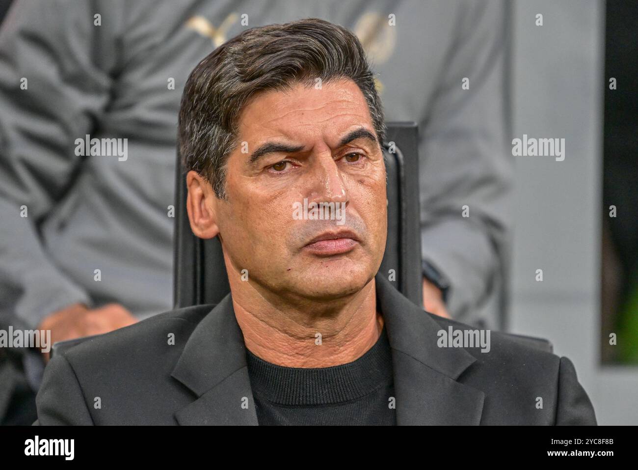 Milano, Italia. 19 ottobre 2024. L'allenatore Paulo Fonseca dell'AC Milan visto durante la partita di serie A tra l'AC Milan e l'Udinese al San Siro di Milano. Foto Stock