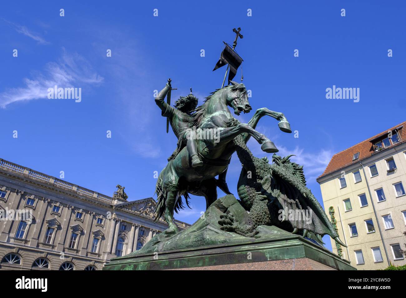 St George, Dragon Slayer, quartiere Nikolai, Berlino, Germania, Europa Foto Stock
