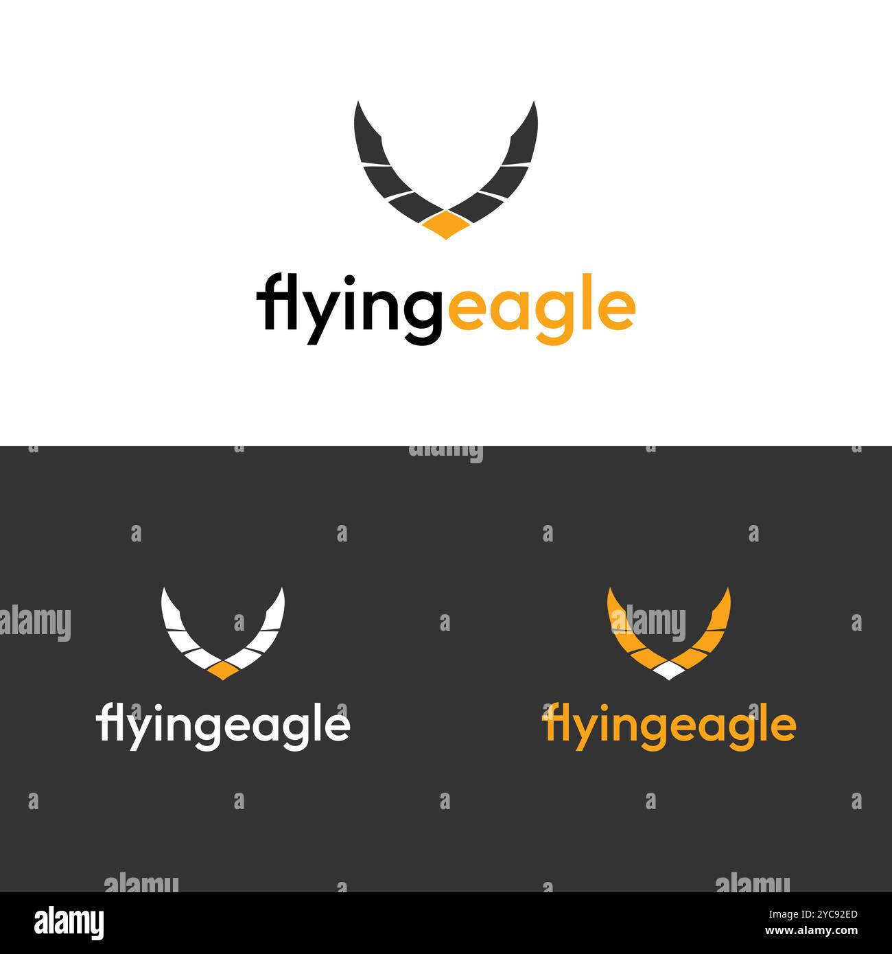 design con logo astratto o minimale dell'aquila volante Illustrazione Vettoriale