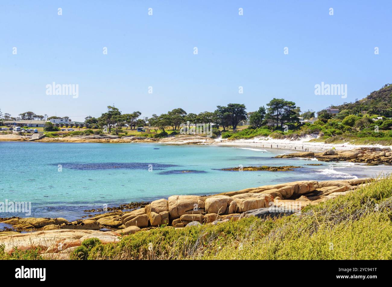 Bicheno, sulla splendida costa orientale, a nord della penisola di Freycinet, è una popolare città per vacanze al mare per famiglie, Tasmania, Australia, Oceania Foto Stock