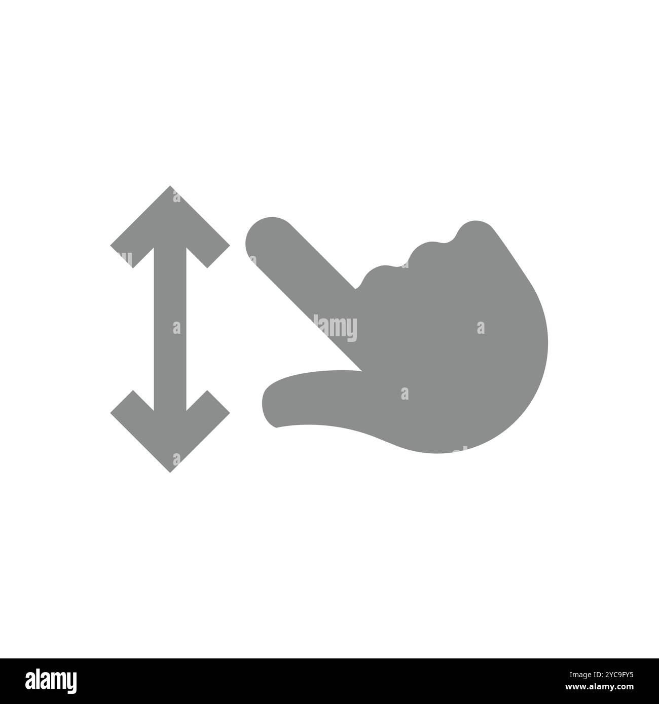Ingrandire o ridimensionare la pagina Web o l'icona dell'app. Mano e freccia sul touch screen. Illustrazione Vettoriale