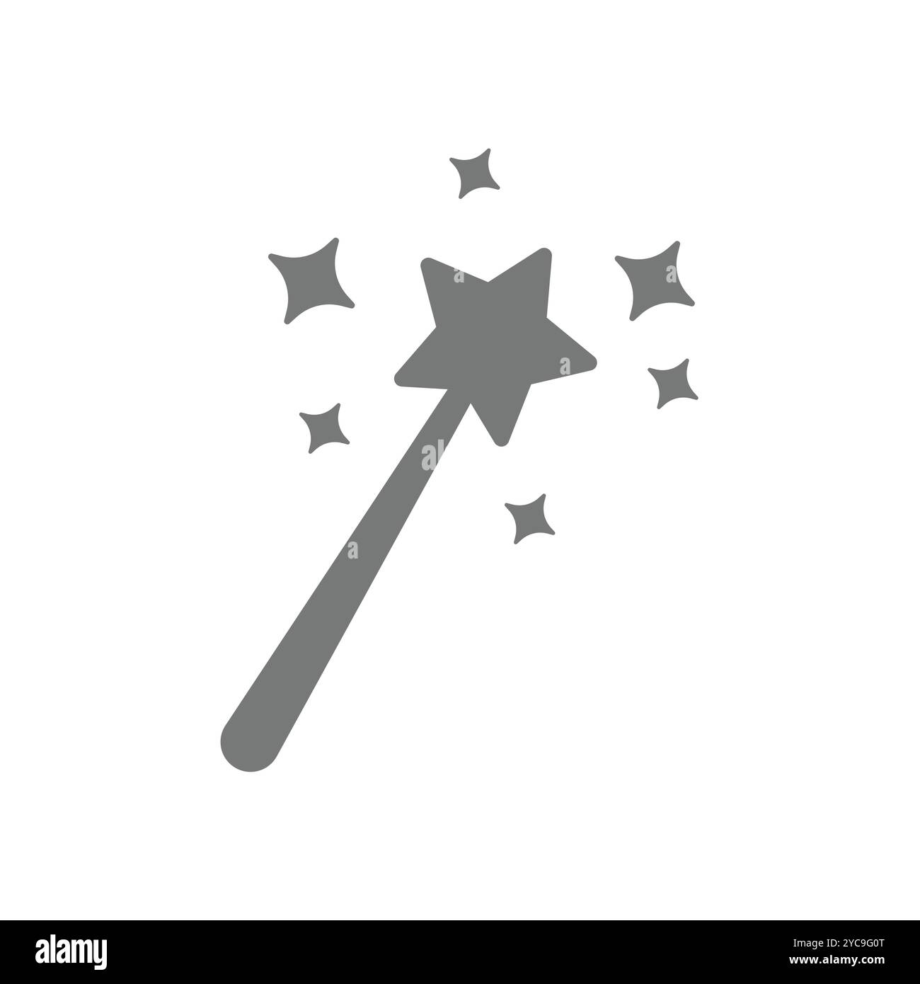 Bacchetta magica, più evocativa con stelle scintillanti. Icona mago, fata o mago vettoriale. Illustrazione Vettoriale