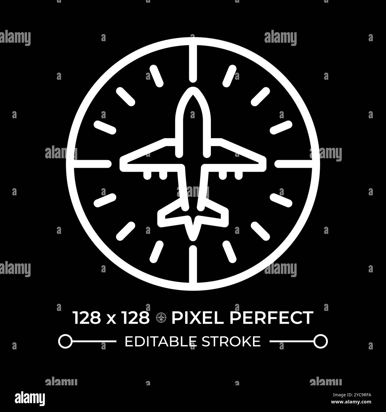 Icona lineare bianca dell'indicatore di direzione per il tema scuro Illustrazione Vettoriale