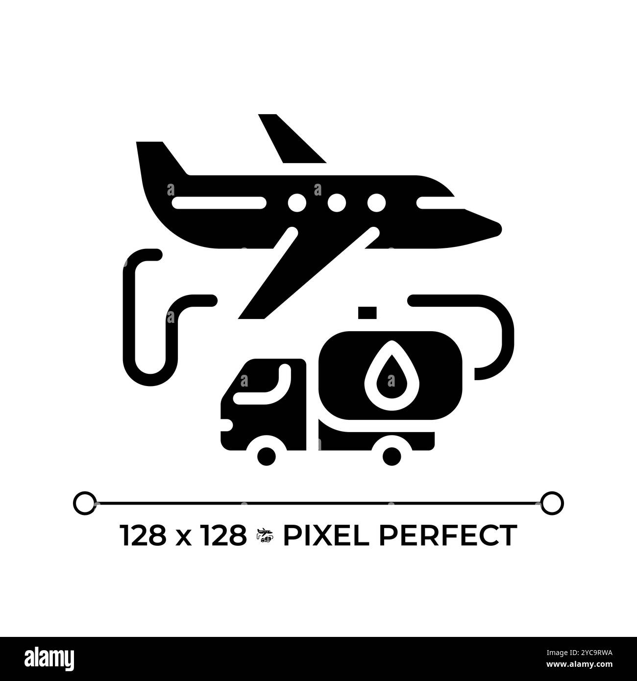 Icona glifo nero del carburante per aviazione Illustrazione Vettoriale