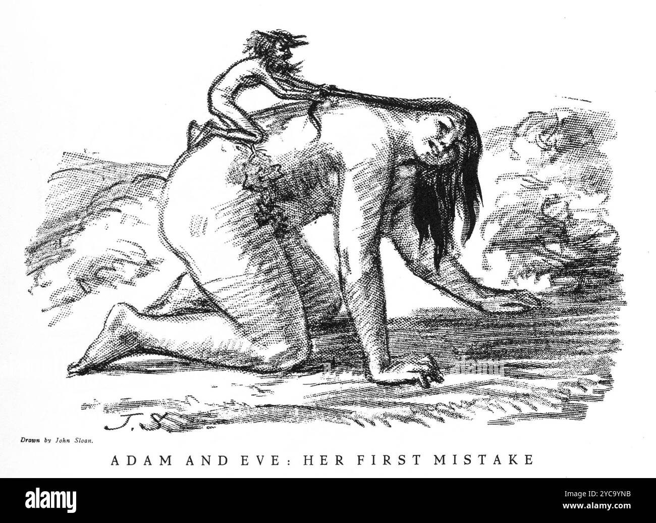 Adamo ed Eva - il suo primo errore, disegnato da John Sloan 1913 - colore corretto Foto Stock