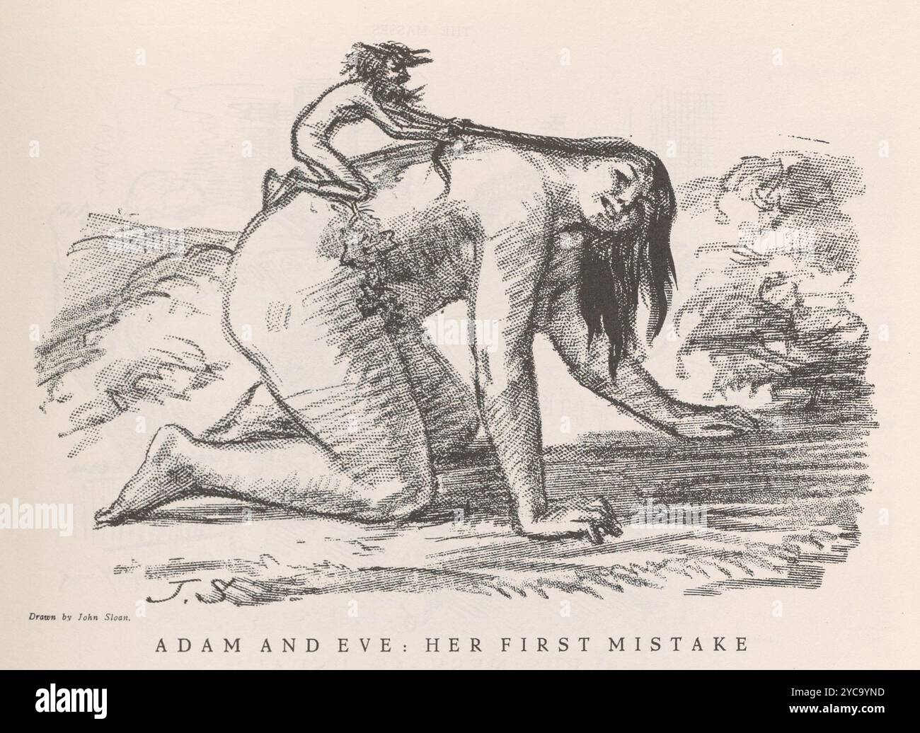 Adamo ed Eva - il suo primo errore, disegnato da John Sloan 1913 Foto Stock