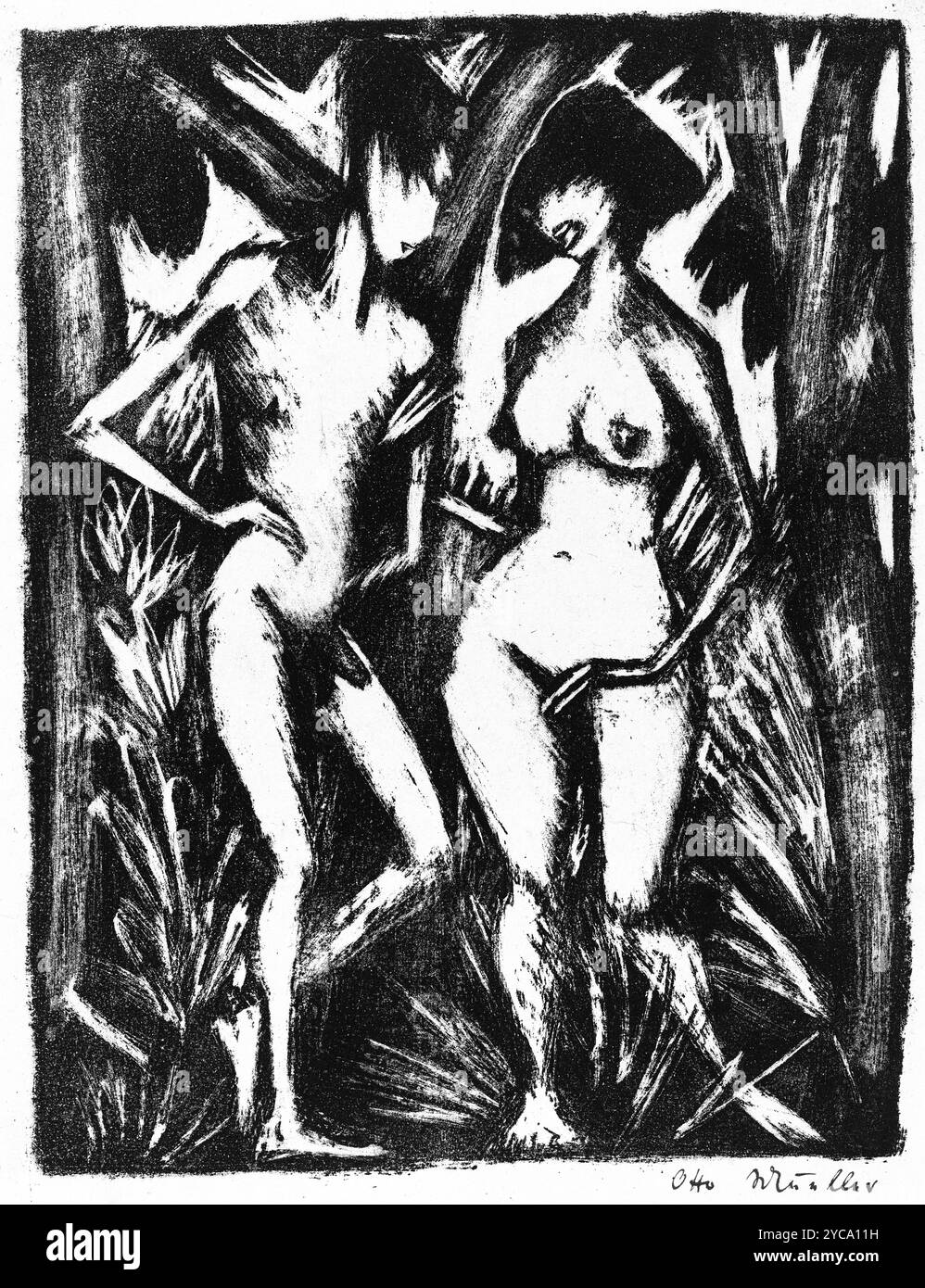 Otto Müller, Adamo ed Eva (Adamo ed Eva) 1920-1923 - otto Müller - colore corretto Foto Stock