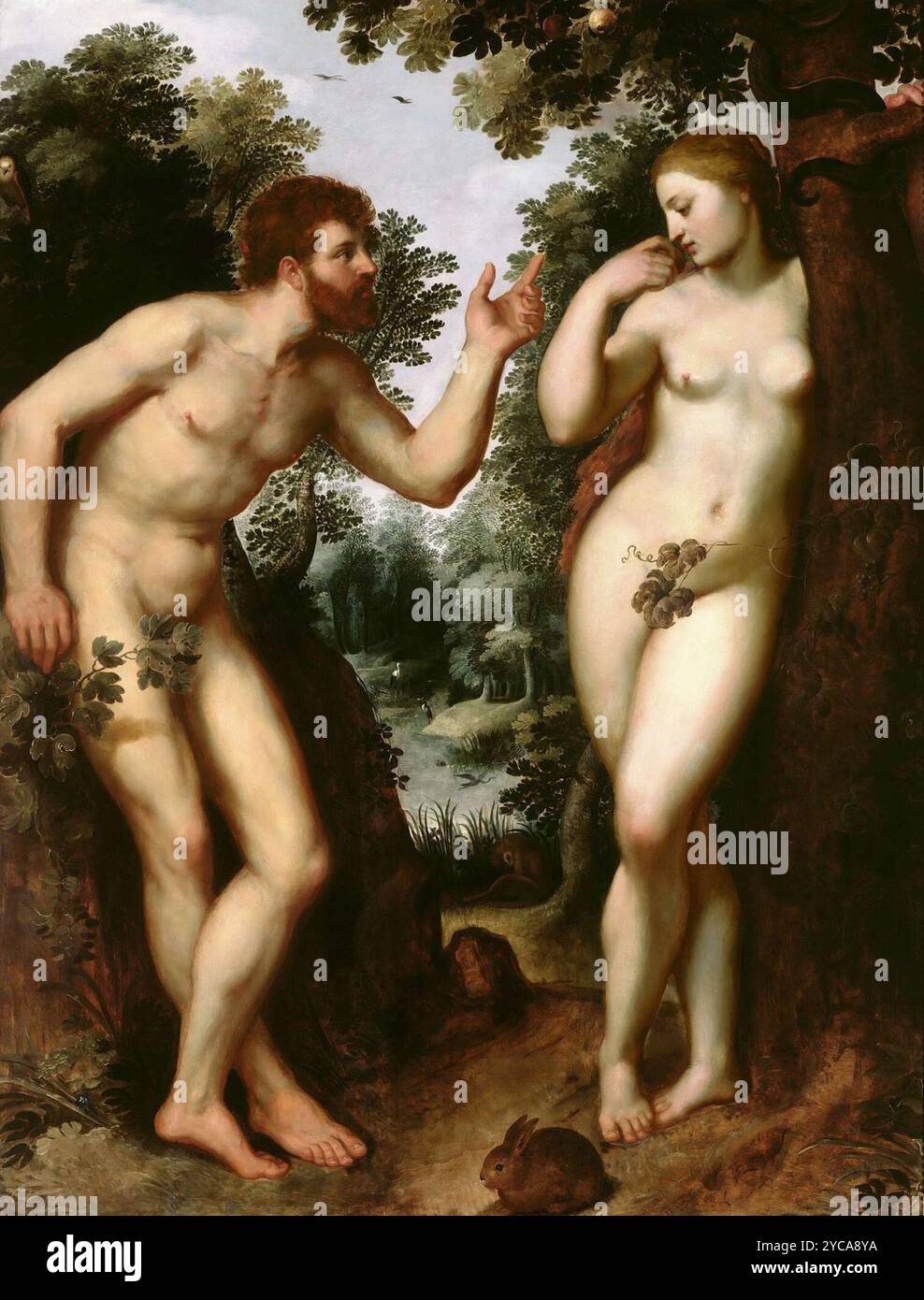 Rubens Pittura di Adamo ed Eva - Peter Paul Rubens (1577-1640) - dopo Raffaello. Precedentemente attribuito a Karel van Mander (i) Foto Stock