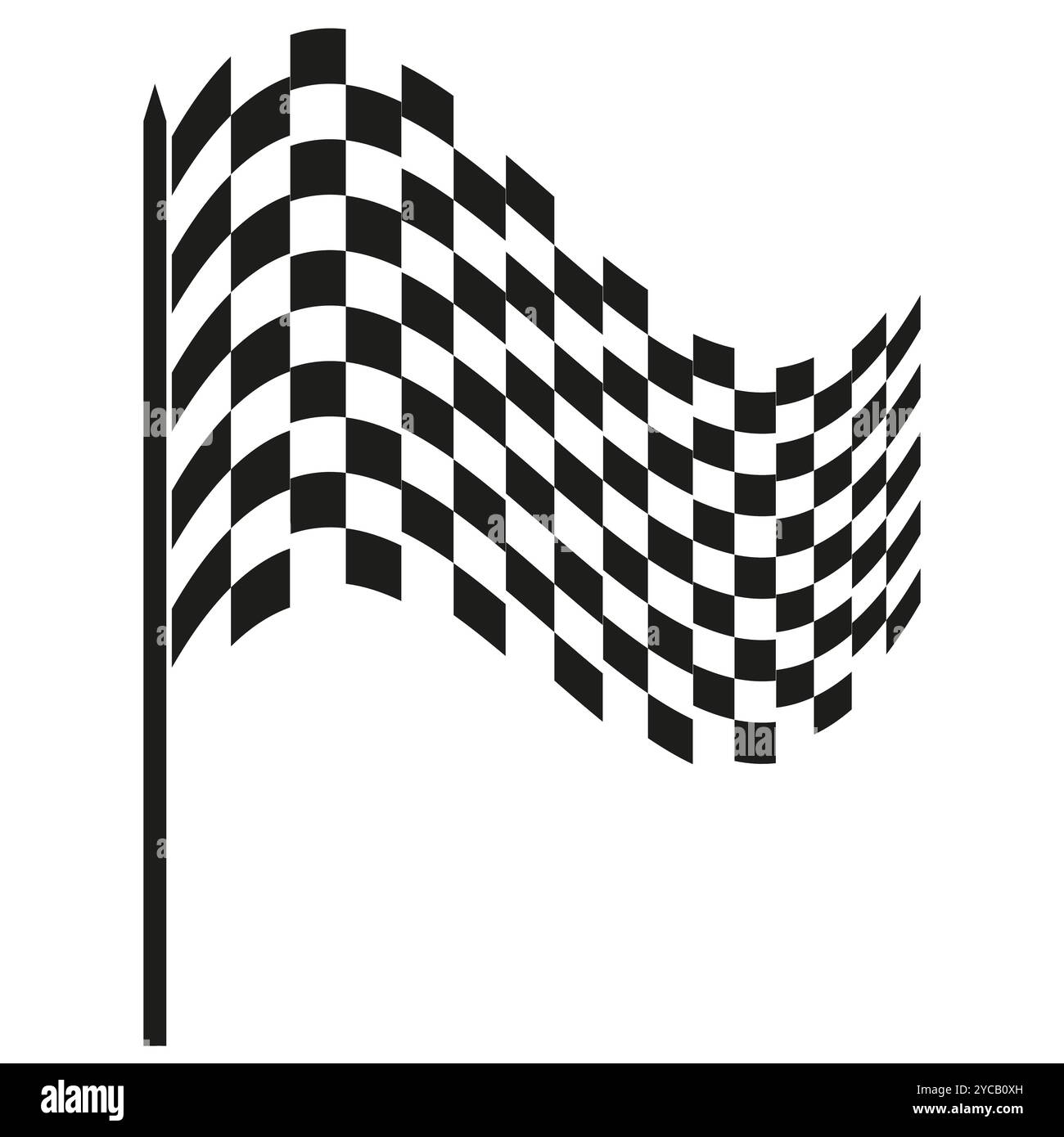 Icona della bandiera di corsa. Simbolo di finitura a scacchi. Bandiera bianca e nera. Vettore di competizione Motorsport. Illustrazione Vettoriale