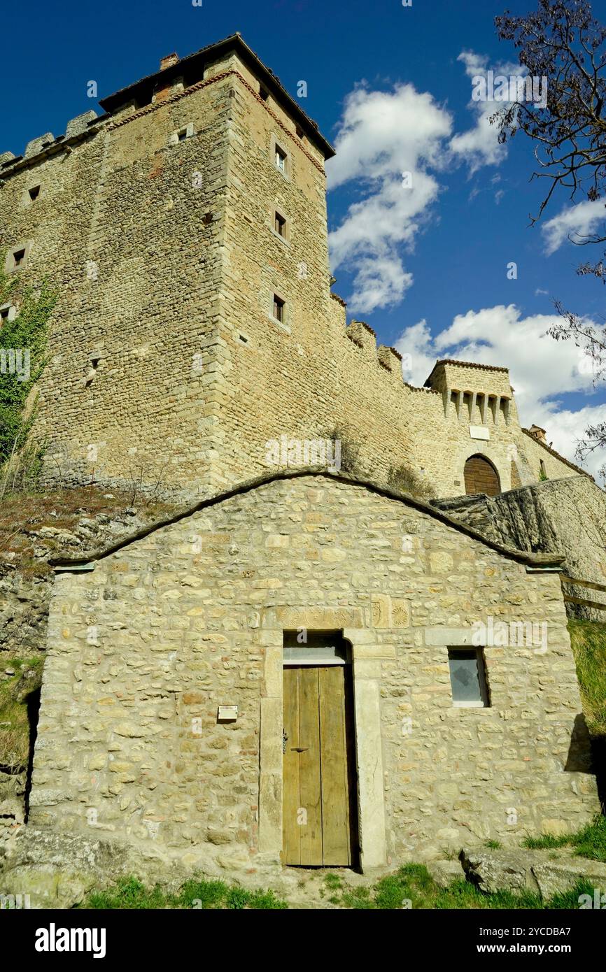 Il castello medievale di Montecuccolo, circuito dei castelli emiliani, provincia di Modena, emilia romagna, italia Foto Stock
