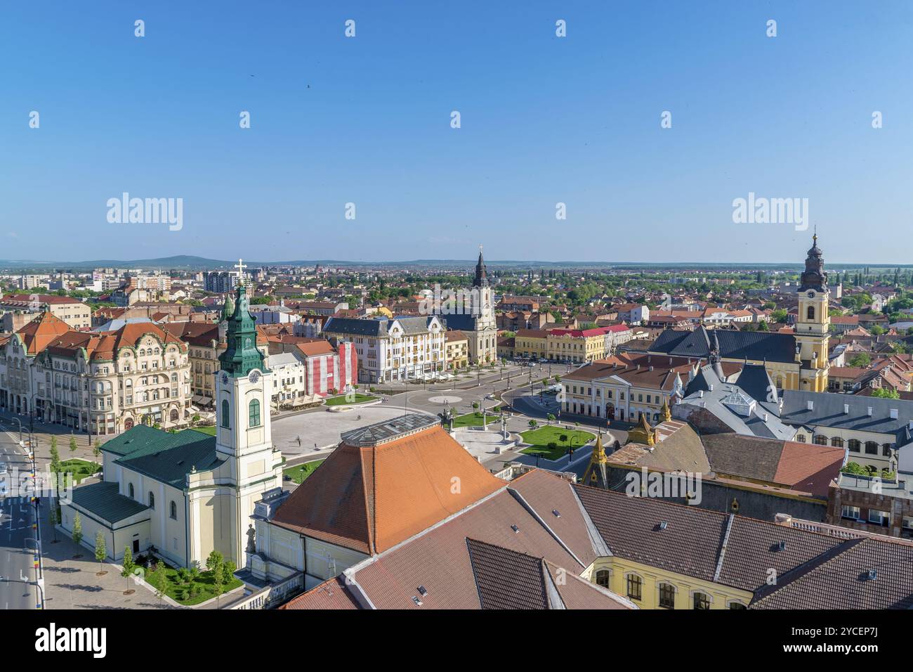 Oradea, Union Square vista dall'alto a Oradea, Romania, Europa Foto Stock