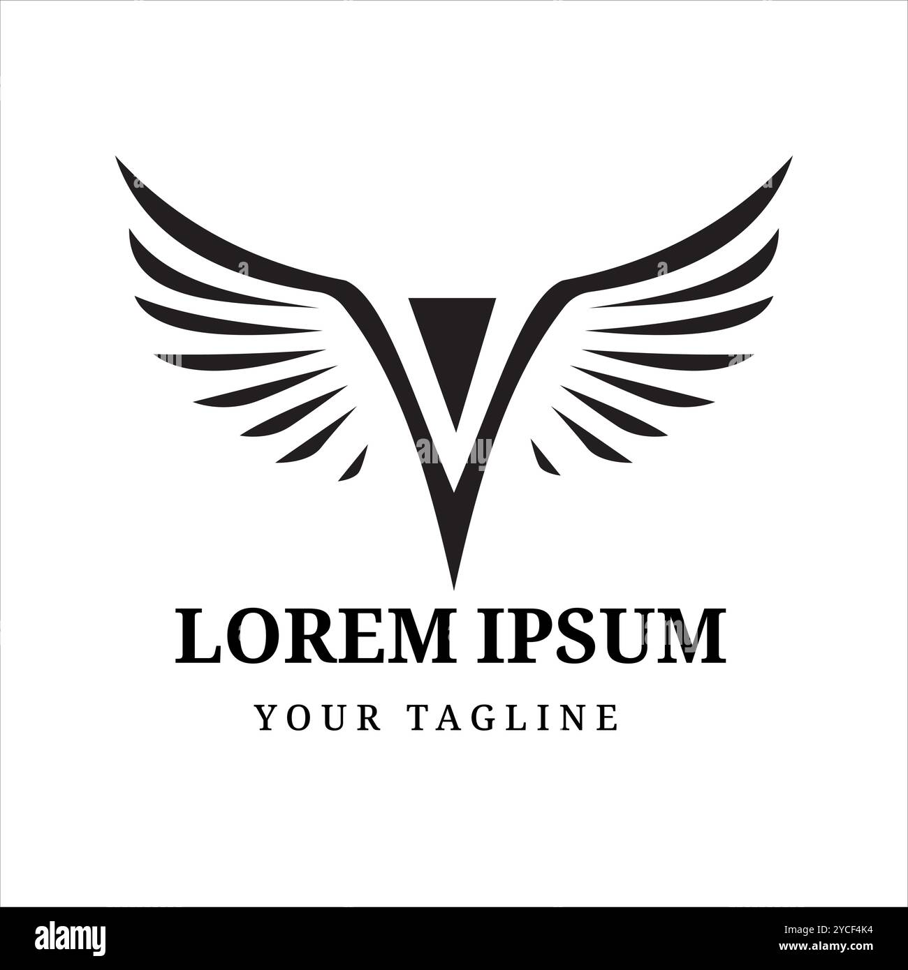 Logo minimalista con un simbolo a forma di V che simboleggia libertà, forza e aspirazioni elevate. Questo design è adatto per le aziende in Illustrazione Vettoriale