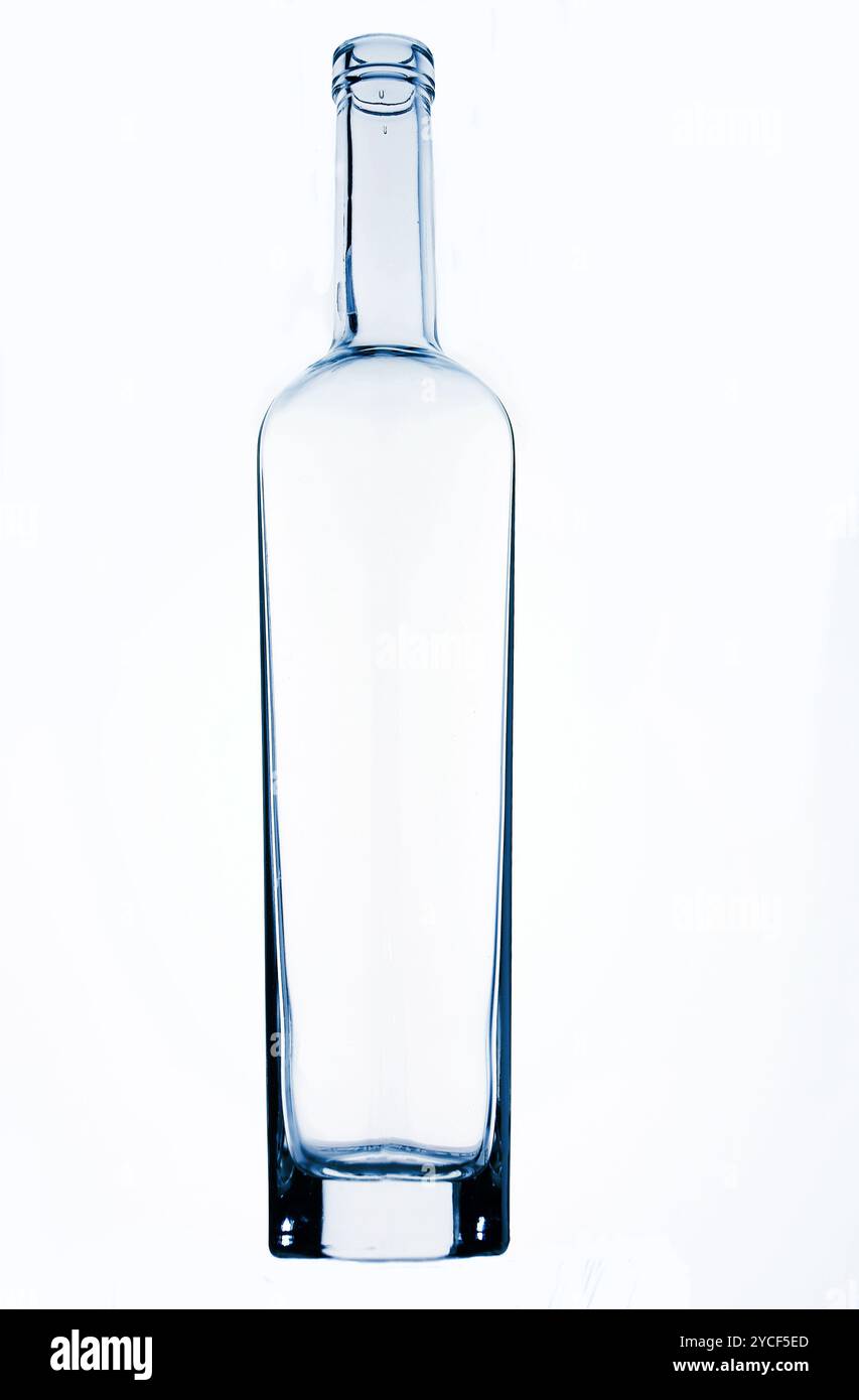 Flacone in vetro trasparente vuoto, colorato blu Foto Stock