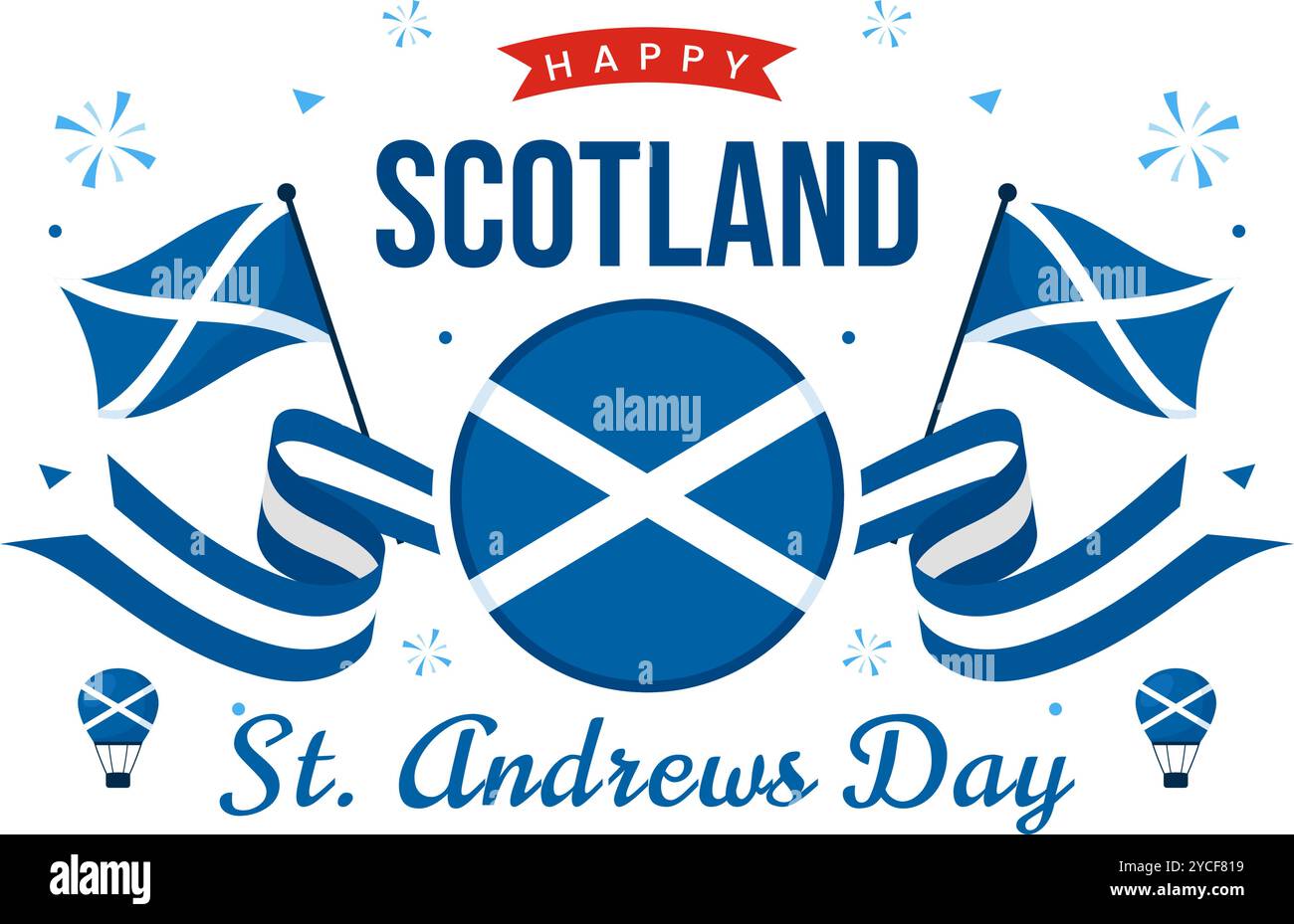 Happy St Andrew's Day Vector Illustration il 30 novembre, con la bandiera scozzese in una festa nazionale con sfondo piatto Illustrazione Vettoriale