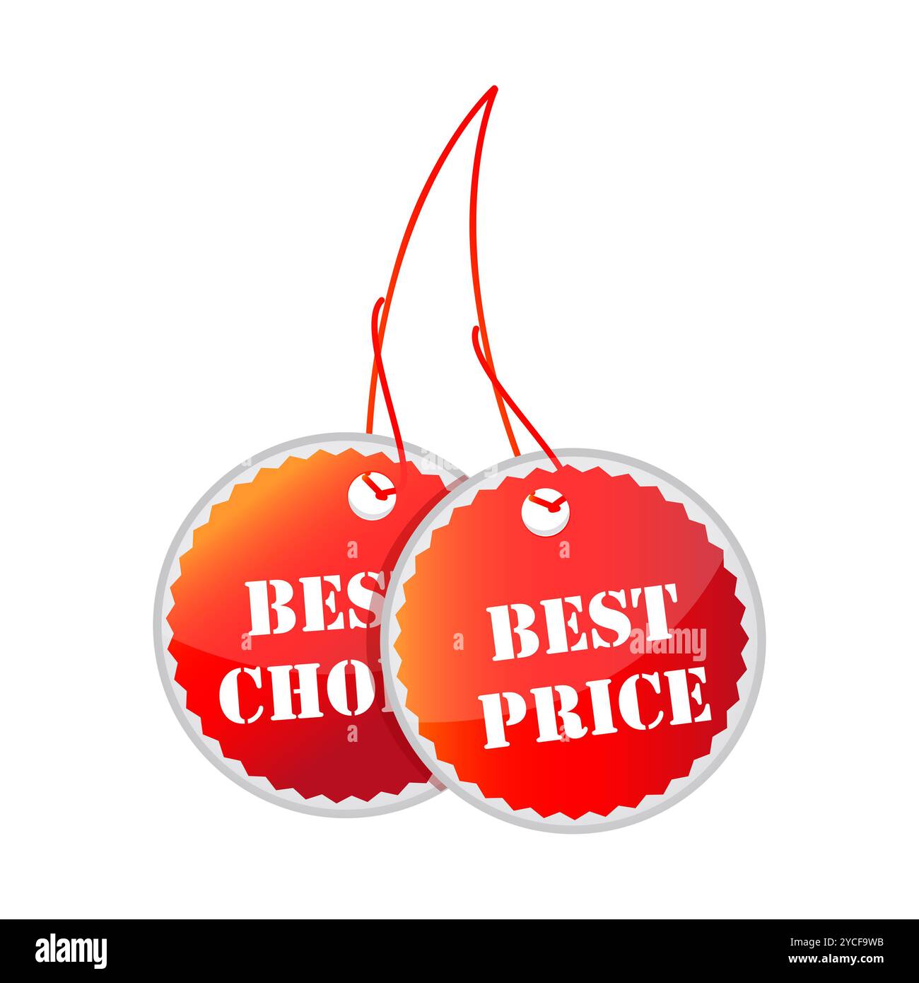 Illustrazione di tage per il miglior prezzo e la migliore scelta su sfondo isolato Foto Stock