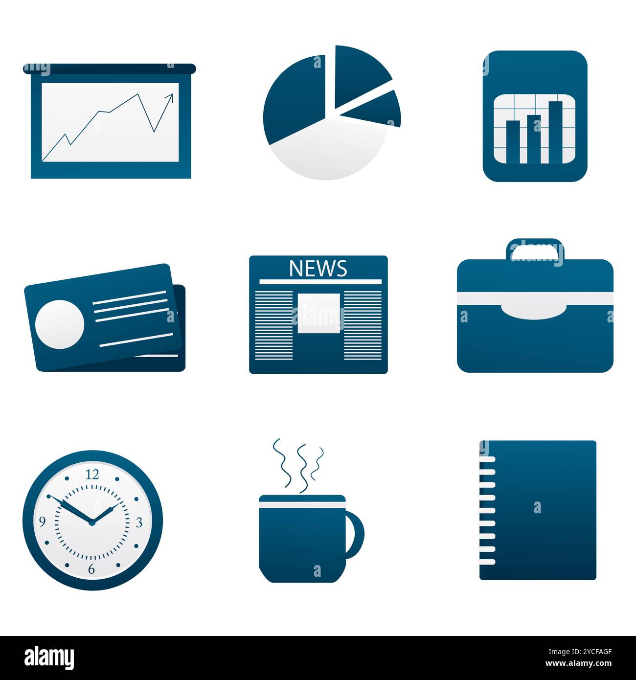 Illustrazione di una serie di diverse business icona sullo sfondo isolato Foto Stock