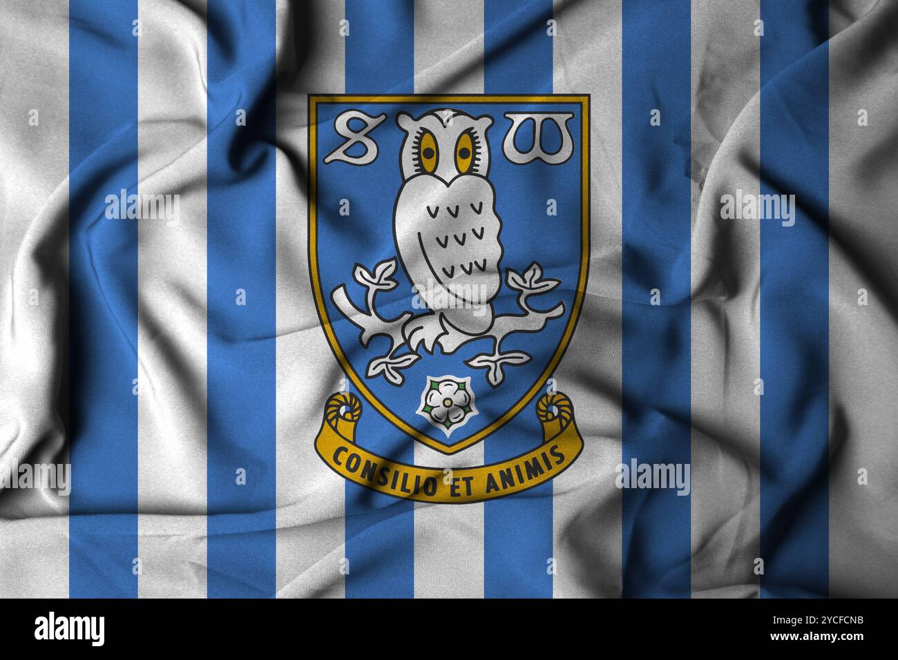 Pringsewu, lampung 23 ottobre 2024; Sheffield Wednesday Football Club, focus selettivo flag logo texture sfondo campionato EPL Foto Stock