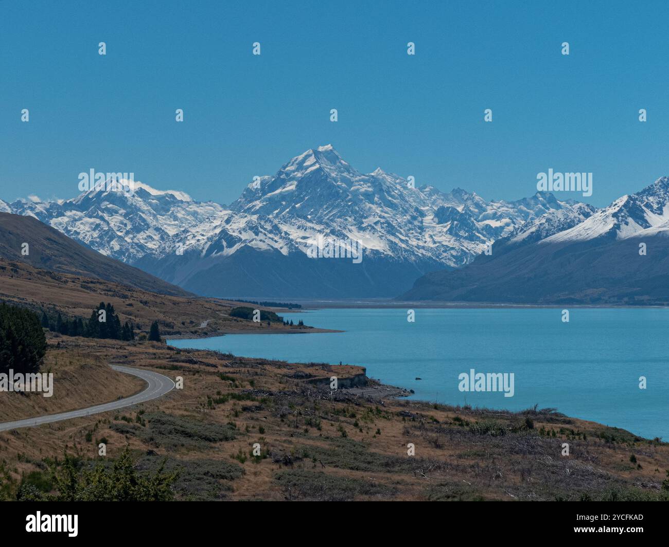 Alpi meridionali, Monte Cook e Lago Pukaki Foto Stock