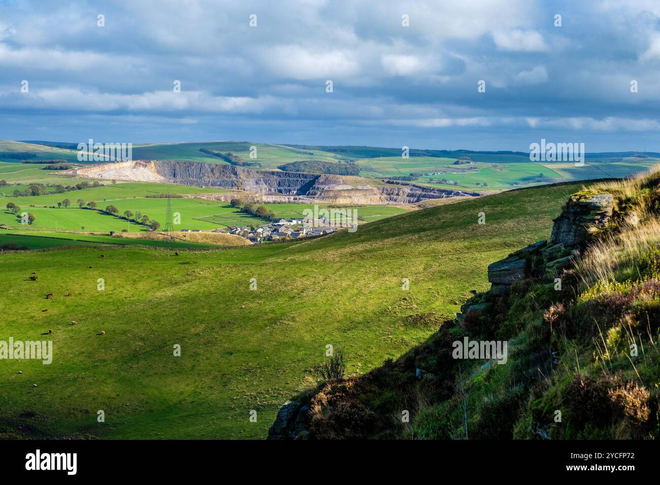 Cava di calcare Cemex vicino a dove Holes nel Derbyshire Foto Stock