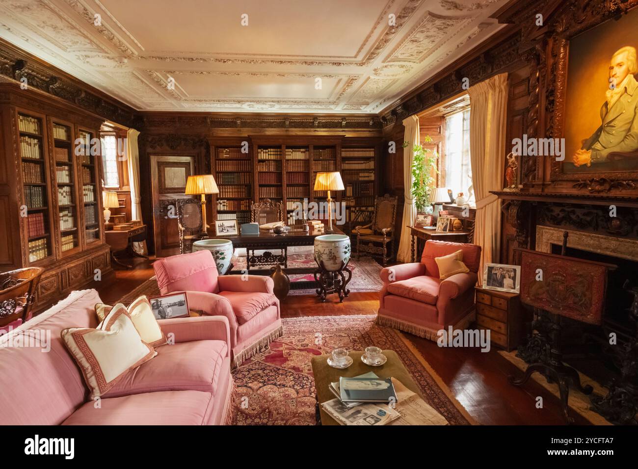 Inghilterra, Kent, Hever, Hever Castle, la Biblioteca Foto Stock