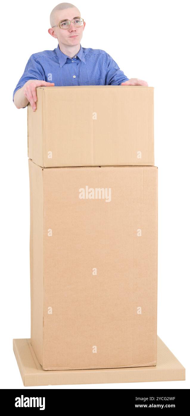 Uomo per tribuna Foto Stock