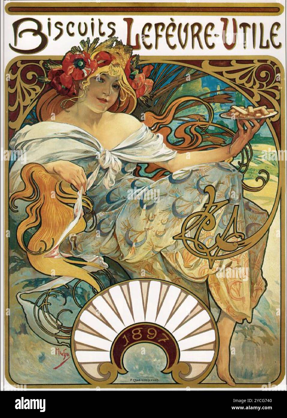 ALPHONSE MUCHA (1860-19939) pittore e illustratore ceco. Poster per biscotti Lefèvre-Utile, 1897. Foto Stock