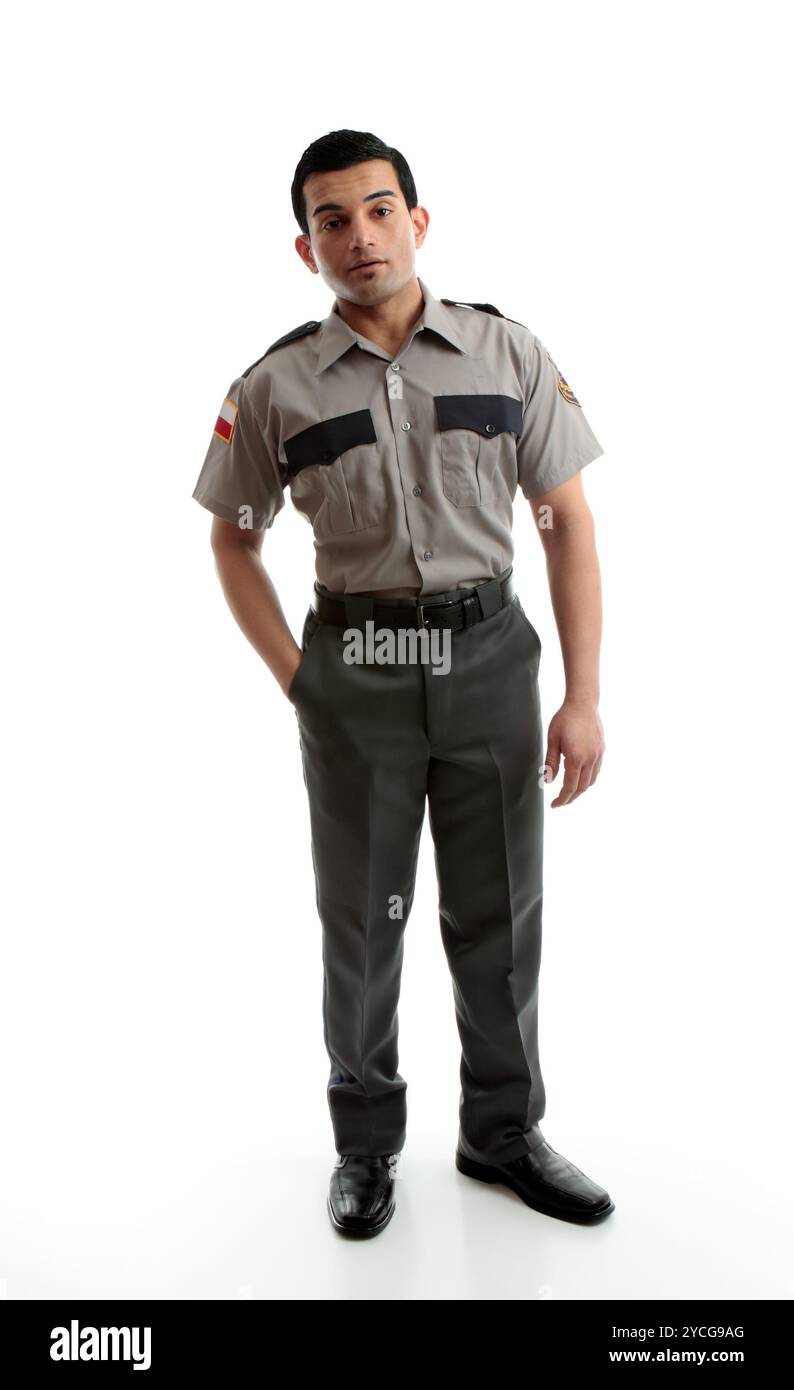 Lavoratore di sesso maschile in uniforme Foto Stock