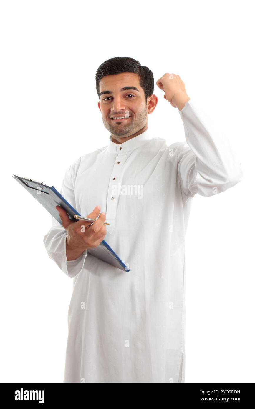 Imprenditore arabo vittoria successo Foto Stock