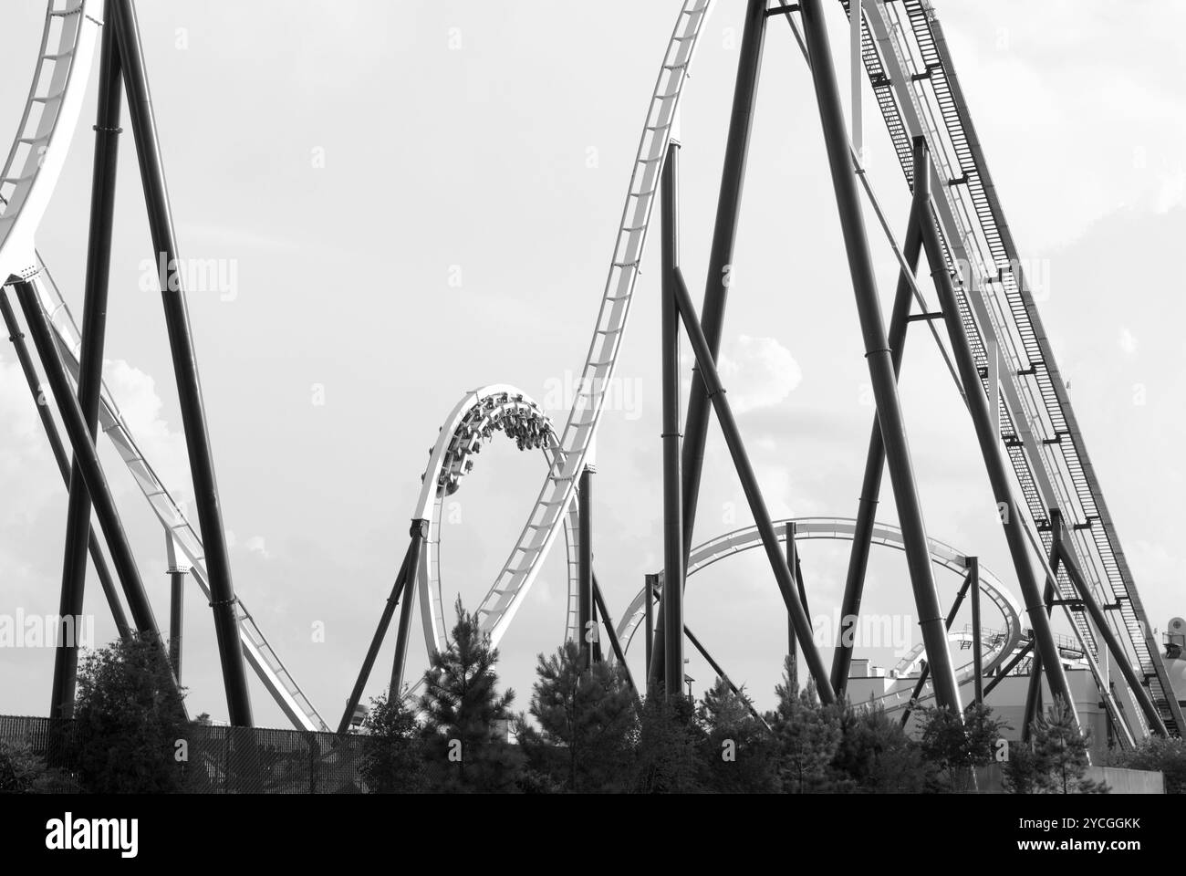 Giro sulle montagne russe Time Machine al Freestyle Park, Myrtle Beach, South Carolina, Stati Uniti. Non c'è più! Foto Stock