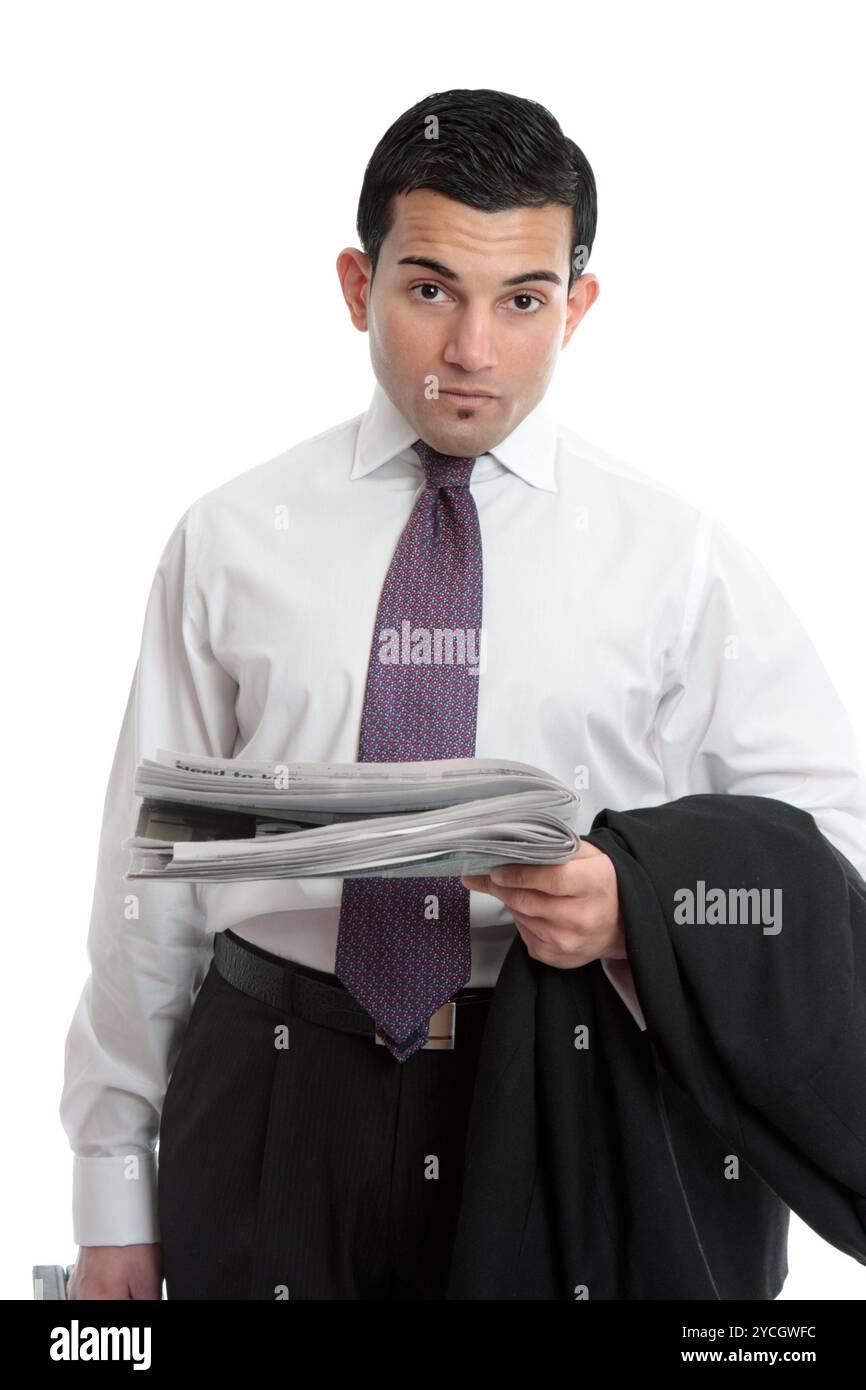 Imprenditore con notizie finanziarie Foto Stock