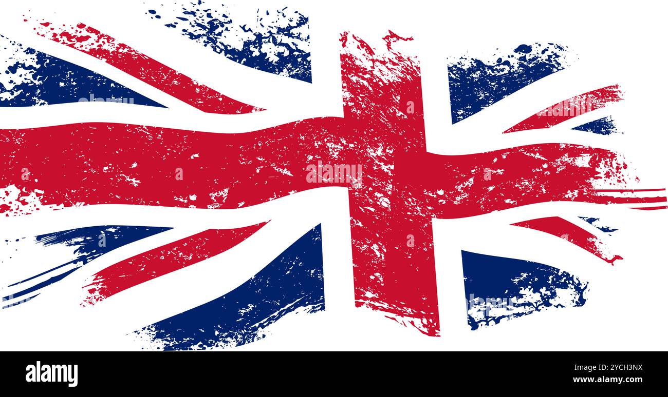 Bandiera britannica con effetto grunge, bandiera del Regno Unito Illustrazione Vettoriale
