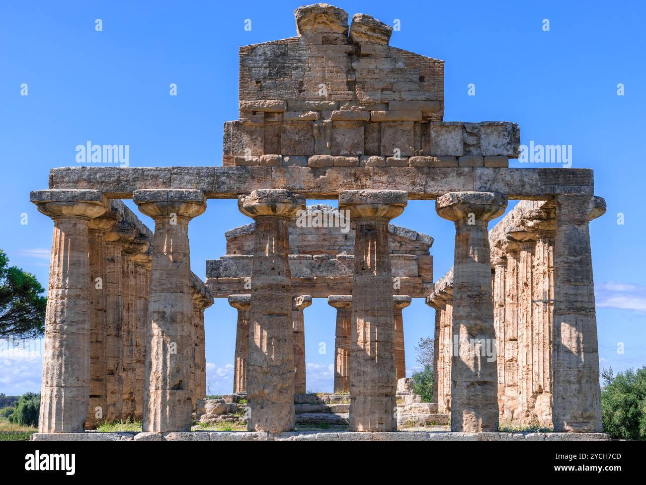 Tempio di Atena a Paestum in Italia. Foto Stock