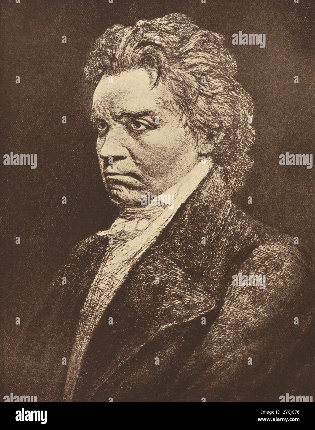 Ritratto di Ludwig van Beethoven, Theodor von Frimmel 1912 (immagine rasterizzata, da una pagina di libro) Foto Stock