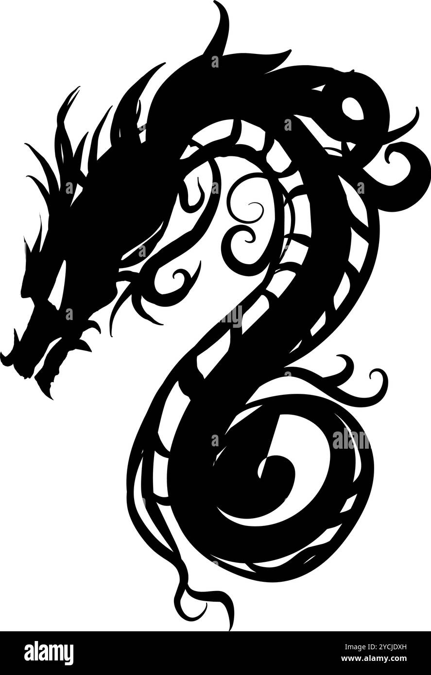 drago nero stilizzato - icona vettoriale Illustrazione Vettoriale