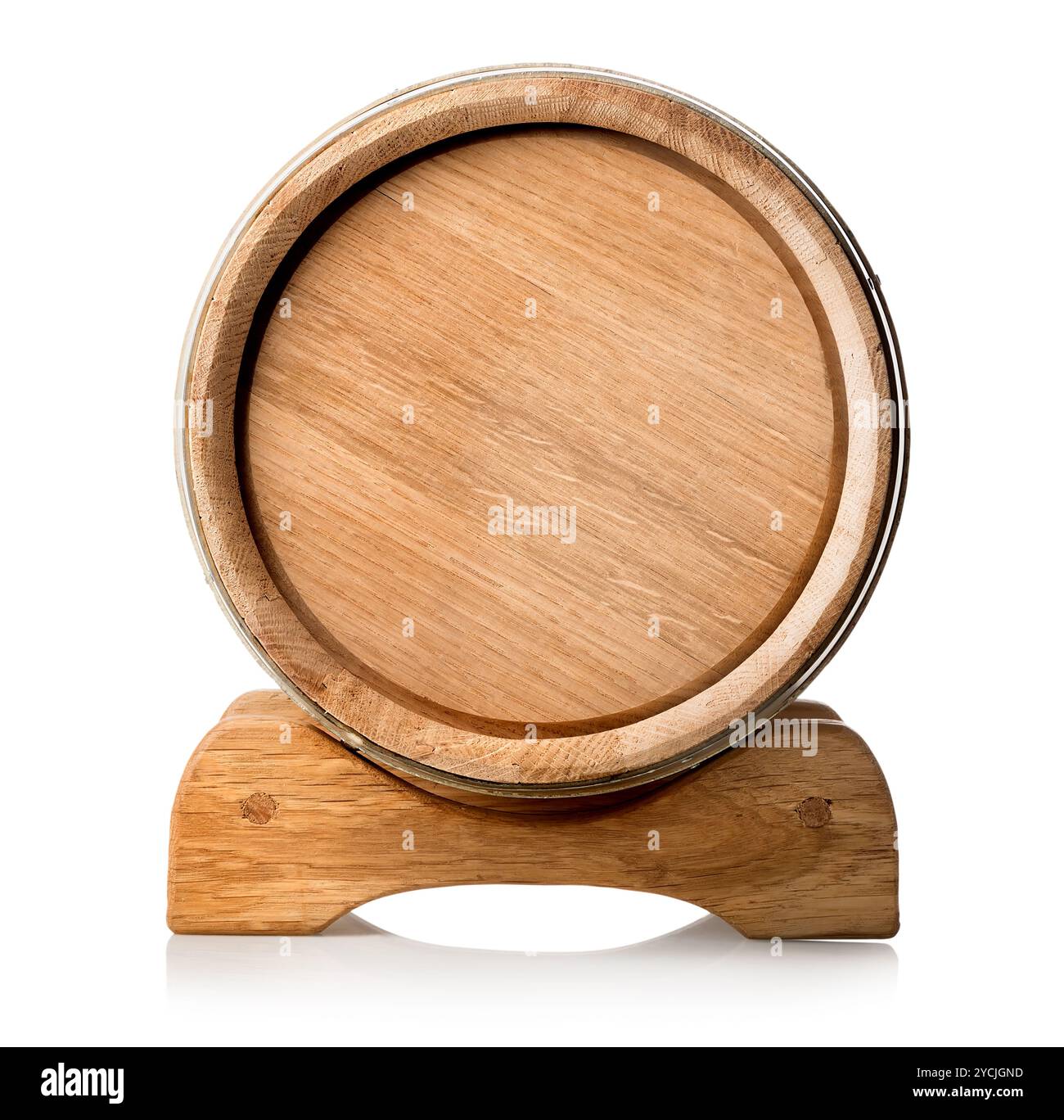 Barile di legno sul supporto Foto Stock