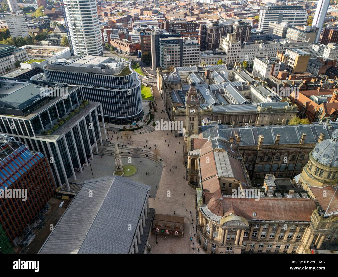 Immagine aerea di Chamberlain Square a Birmingham nel Regno Unito Foto Stock