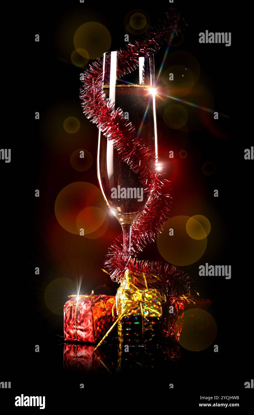 Champagne e regali Foto Stock