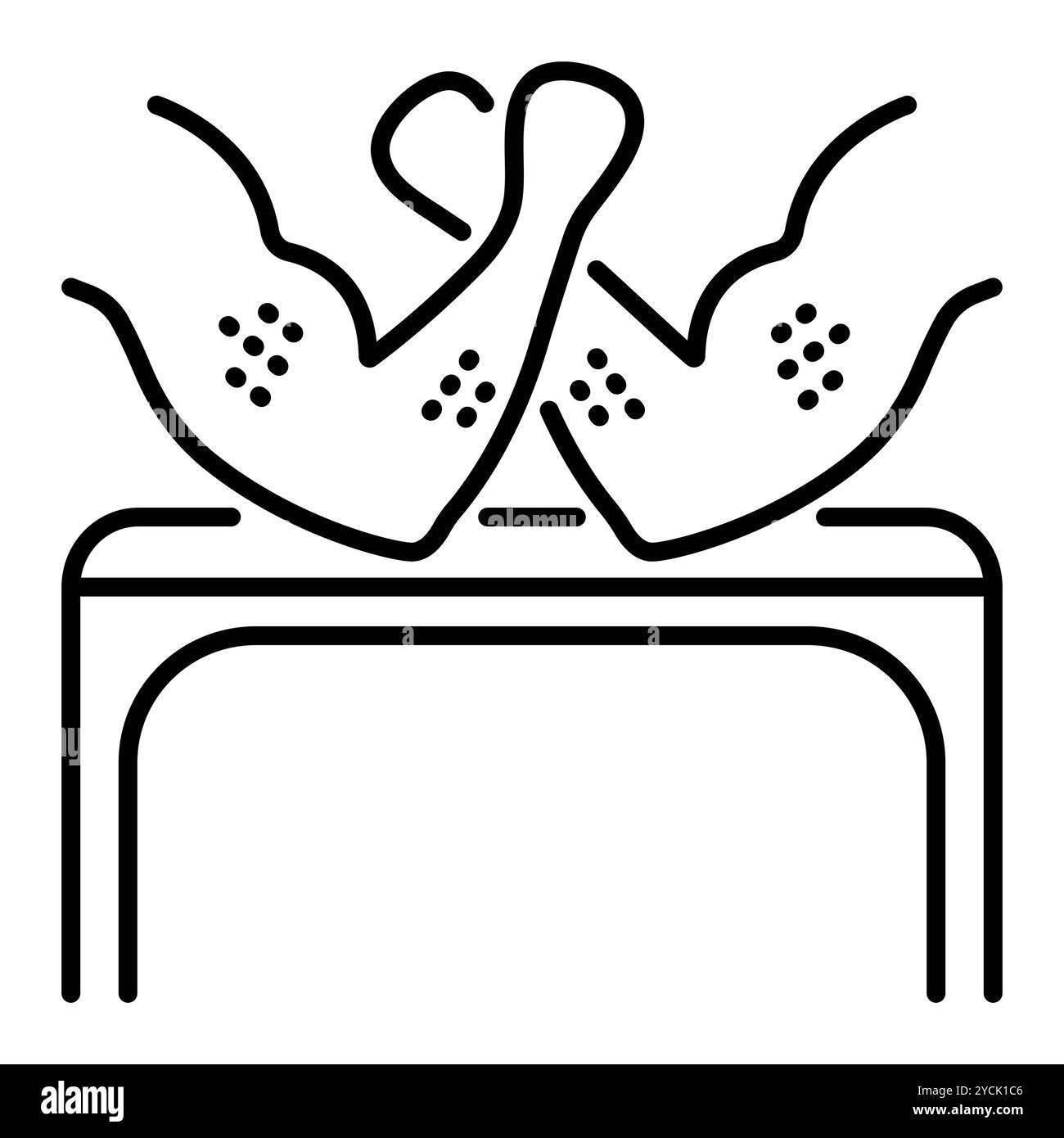 Icona di lotta con il braccio della linea nera, due braccia muscolari su un tavolo. Illustrazione monocromatica vettoriale, traccia modificabile Illustrazione Vettoriale