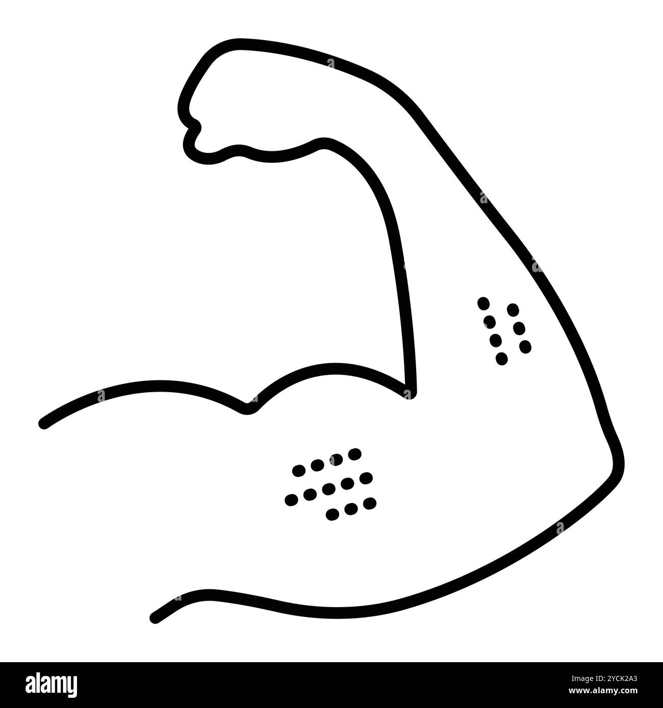 Icona della linea nera per il body building, braccio muscolare, mano. Illustrazione monocromatica vettoriale, traccia modificabile Illustrazione Vettoriale