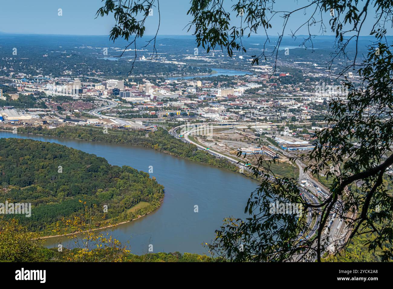 Il Lookout Mountain si affaccia su Chattanooga, Tennessee, da Point Park nel Chickamauga e dal Chattanooga National Military Park. (USA) Foto Stock