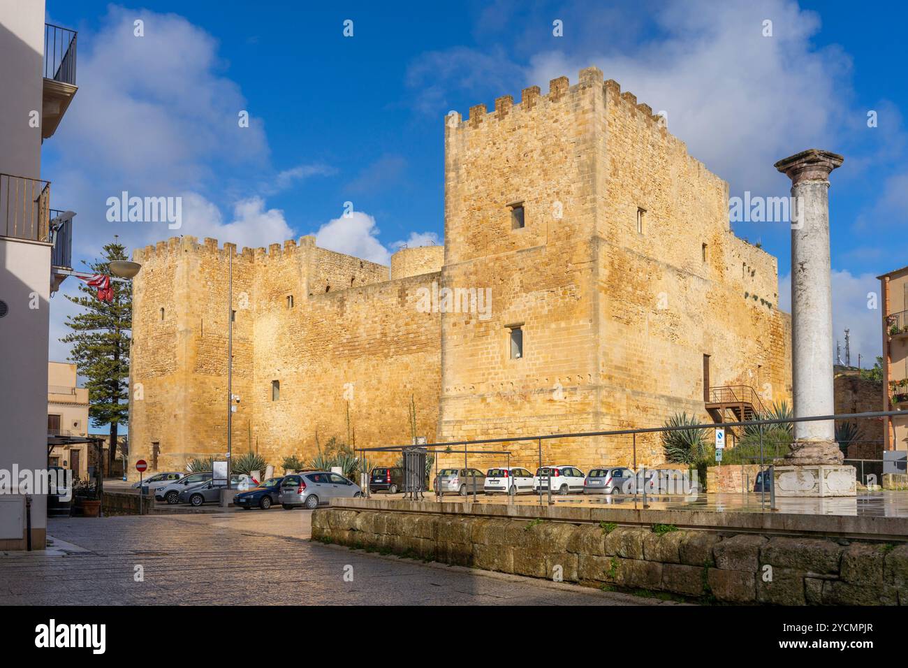 Castello normanno-svevo, Salemi, Trapani, Sicilia, Italia Foto Stock