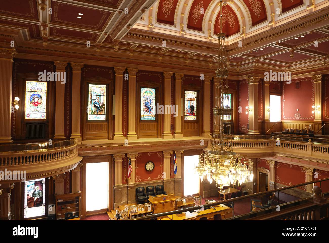Il Senato nel palazzo del Campidoglio dello stato del Colorado, dove sono disponibili visite gratuite, Denver, Stati Uniti Foto Stock
