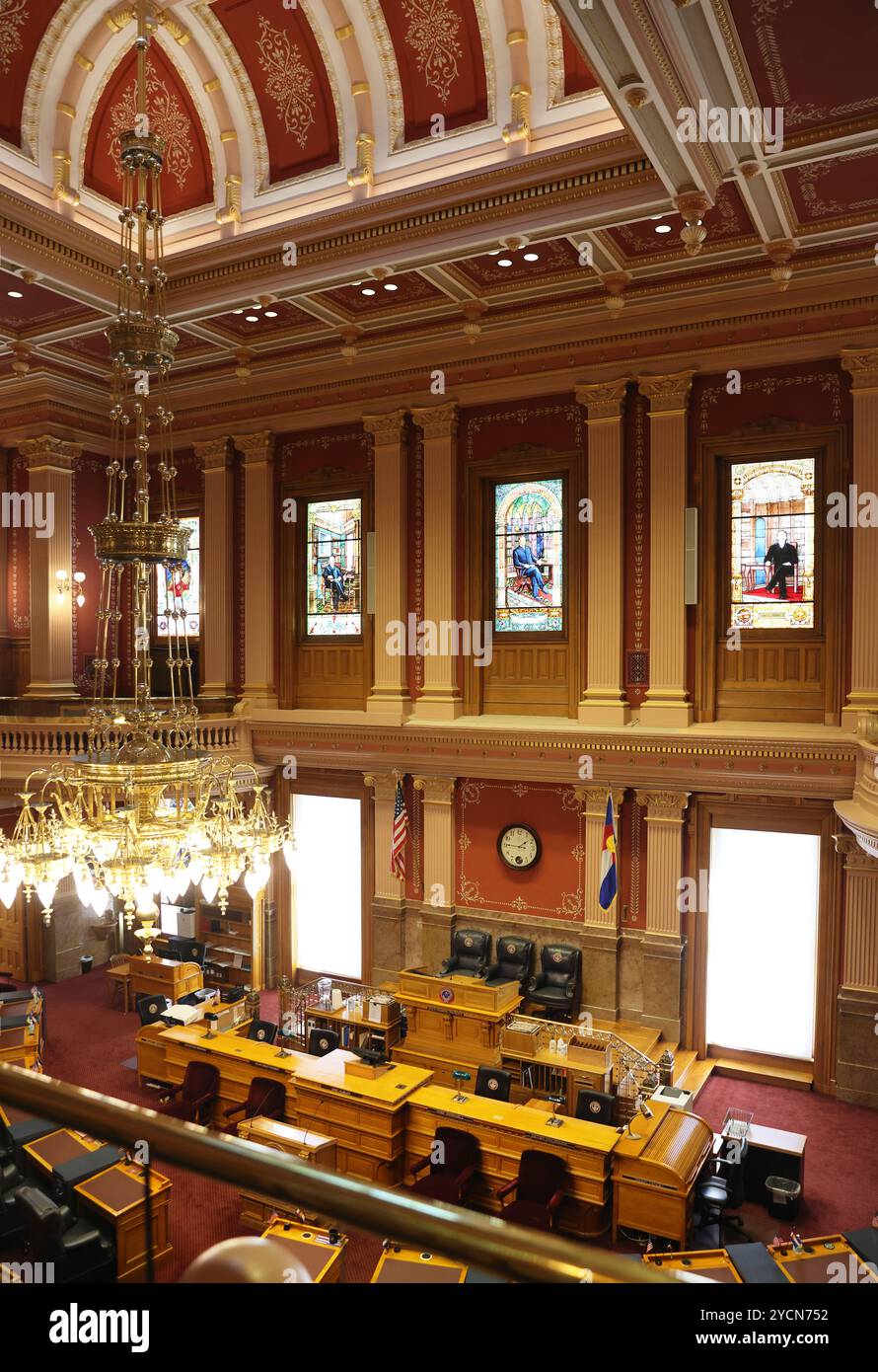 Il Senato nel palazzo del Campidoglio dello stato del Colorado, dove sono disponibili visite gratuite, Denver, Stati Uniti Foto Stock