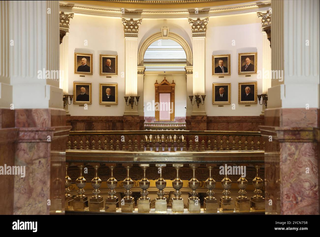 La Galleria dei presidenti nell'edificio del Campidoglio dello stato del Colorado, dove sono disponibili visite gratuite, Denver, Stati Uniti Foto Stock