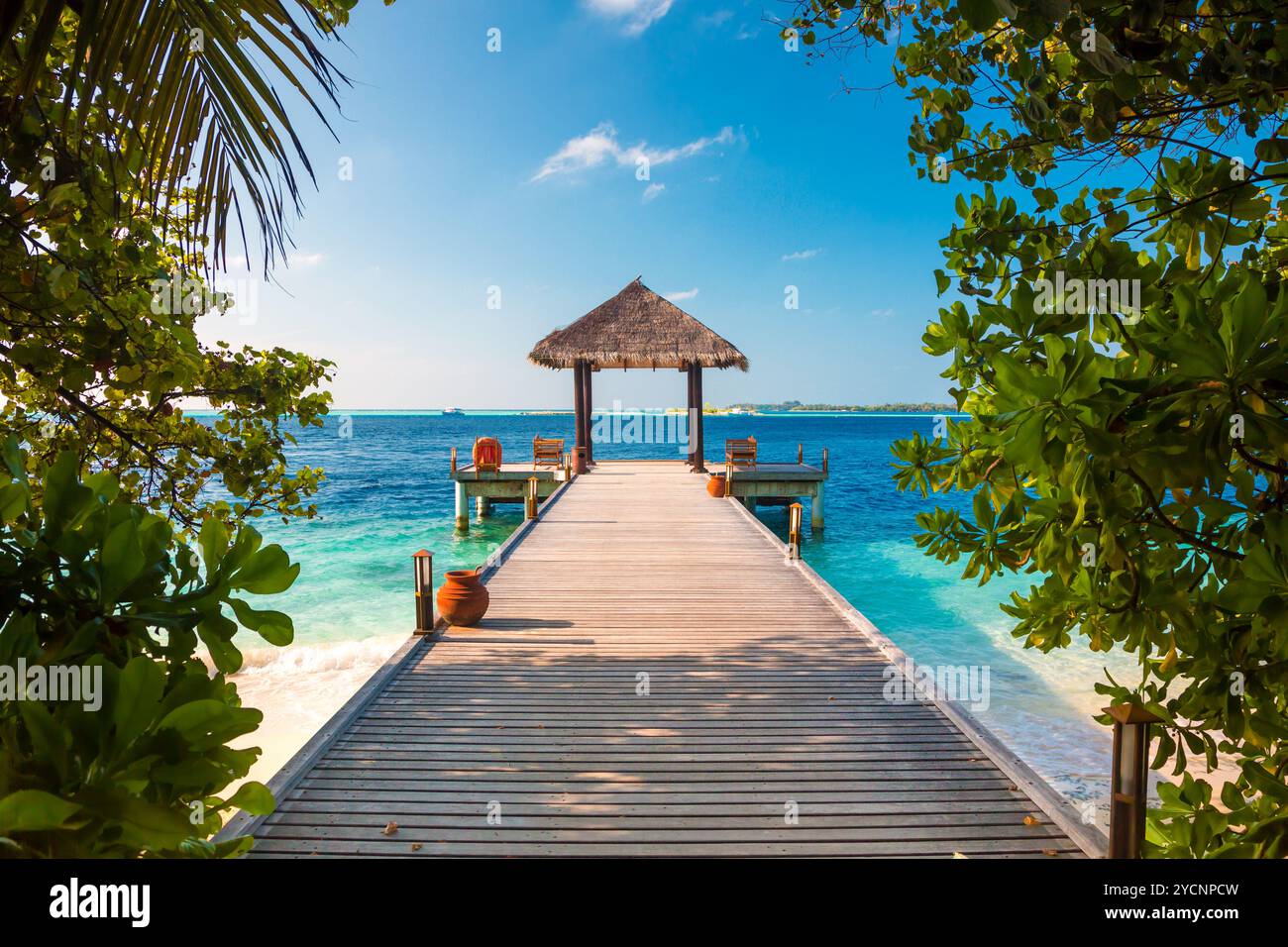 Maldive, un posto sulla spiaggia per matrimoni. Foto Stock